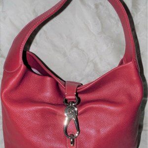 Dooney & Bourke Red Leather Logo Lock XL Shoulder Bag